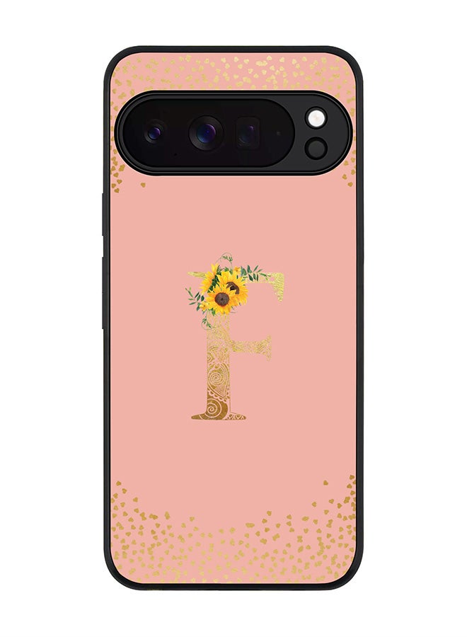 For Google Pixel 10 Pro Case,Slim fit Camera Protection, Shockproof Thin Phone cover  - Custom Floral Monogram - F  (Rose Pink )